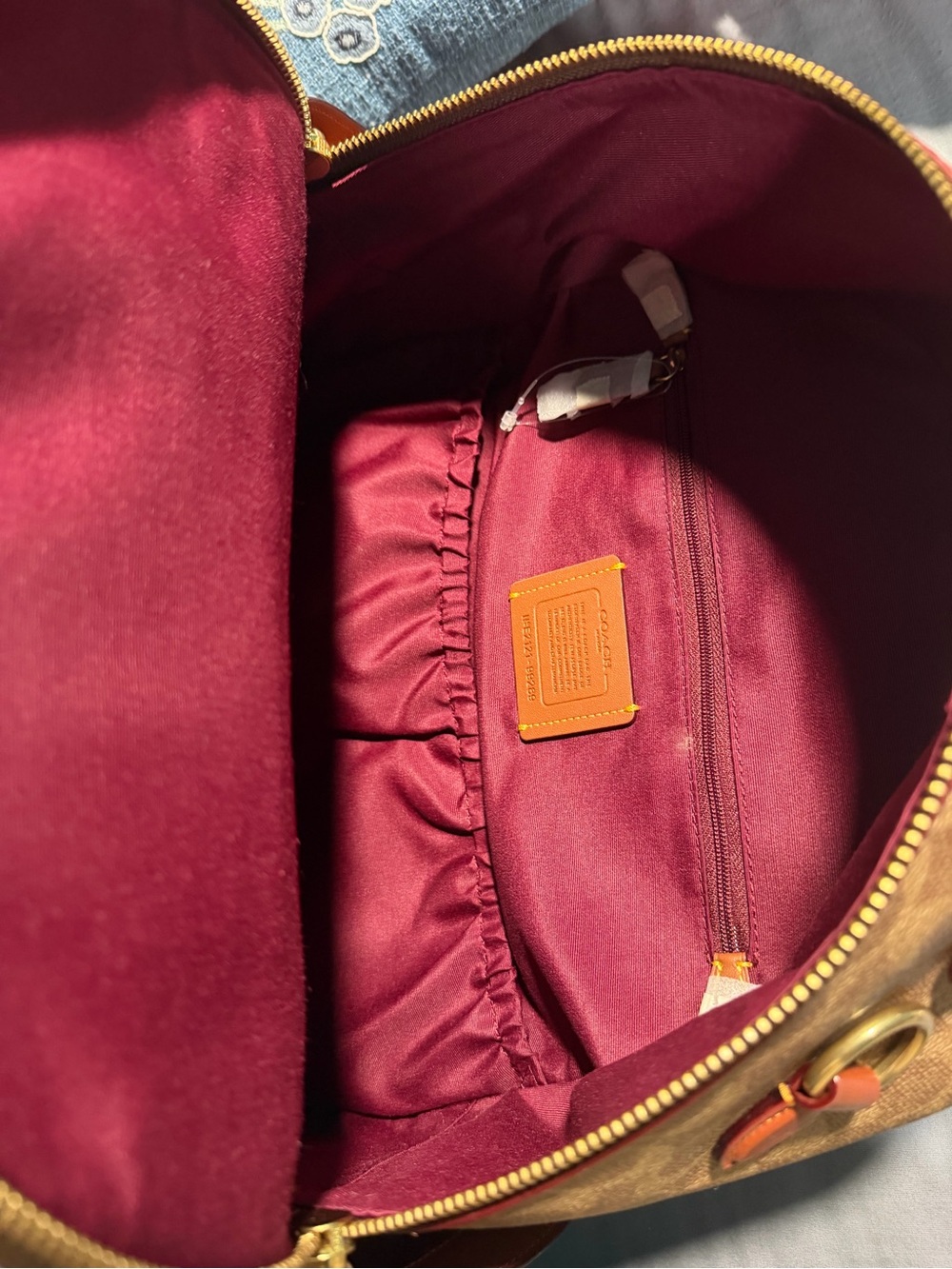 Leather-Trim Signature Pattern Backpack - Tan - Picture 7 of 9
